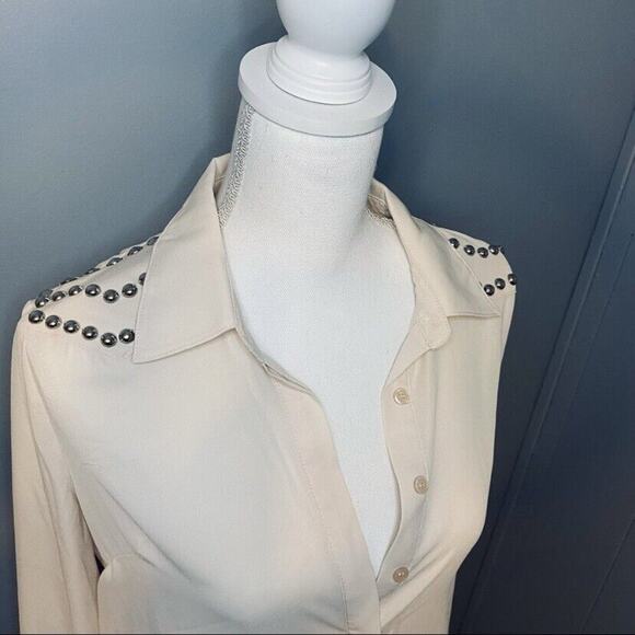 Forever 21 Pink Collared Button Down Sheer Blouse - Picture 3 of 10